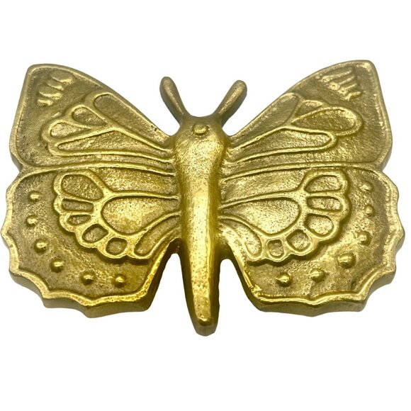 Gold Tone Metal Large Butterfly Figurine Home Decor Brass Tone 7"Wx5.5"Dx2.25"H - Picture 3 of 8